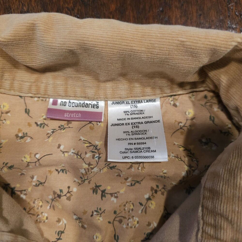 y2k twee corduroy jacket XL tan utility pockets oversized buttons cargo 2010s - Picture 2 of 9